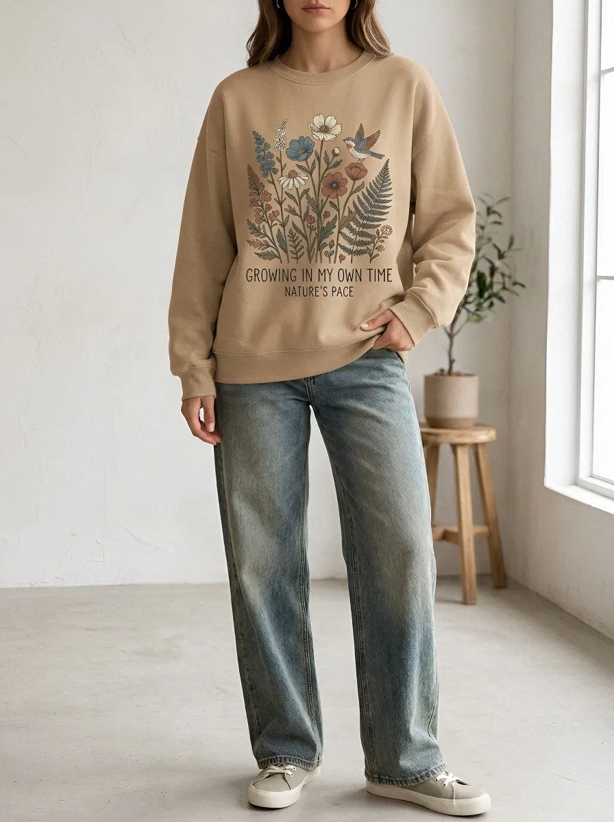 Nature Lover Wildflower Bird Sweatshirt