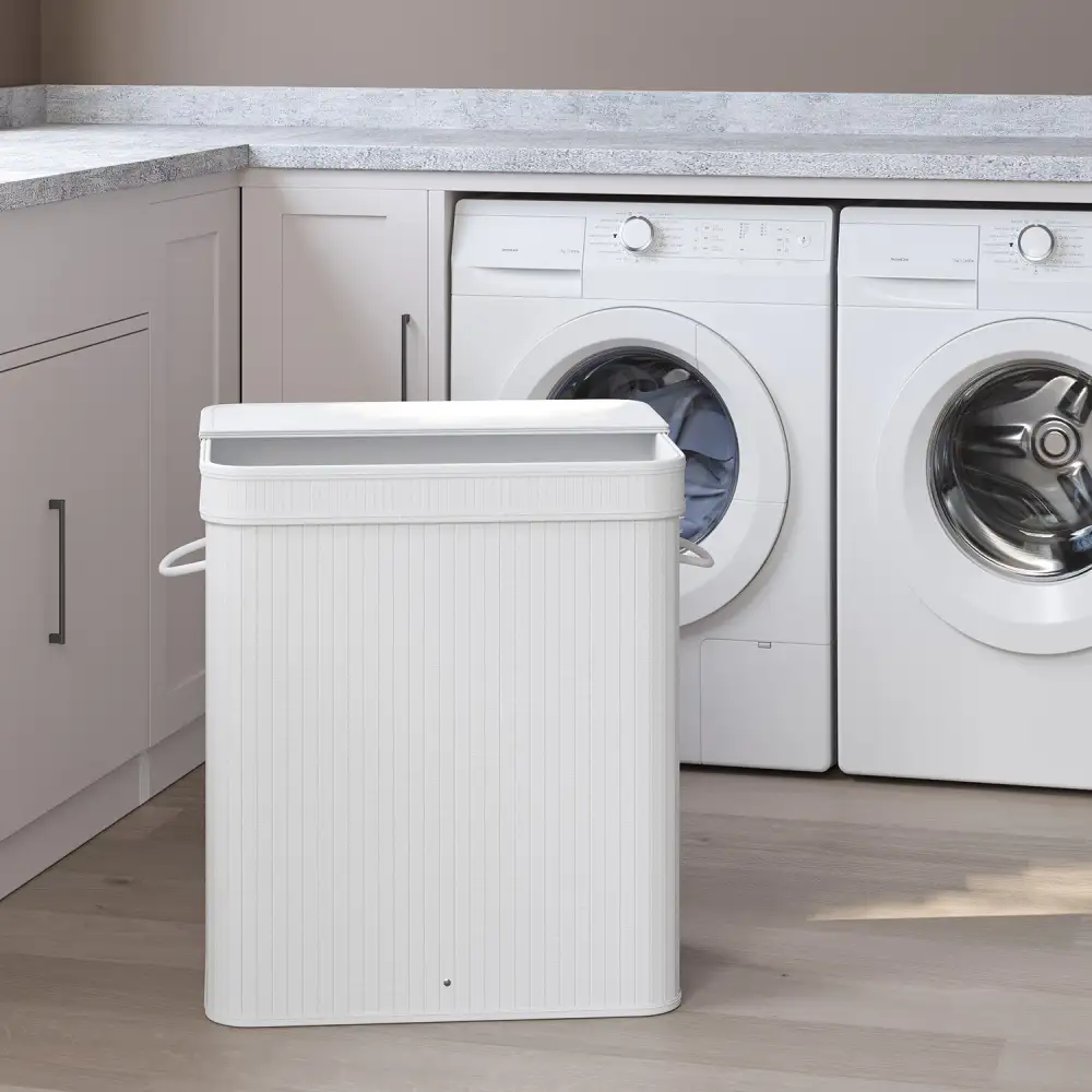 Everyday Removable Liner Lidded Bamboo Laundry Storage Hamper