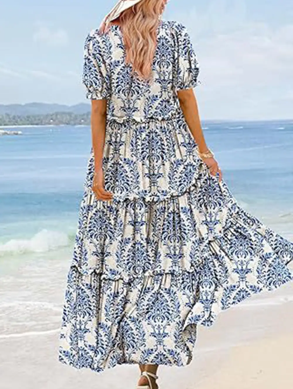 Puff Sleeve Print Mini Dress