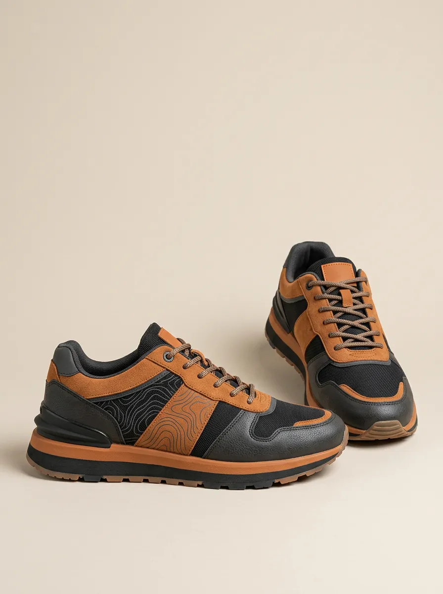 Men's Everyday Outdoor Adventure Topographic Print Sneakers