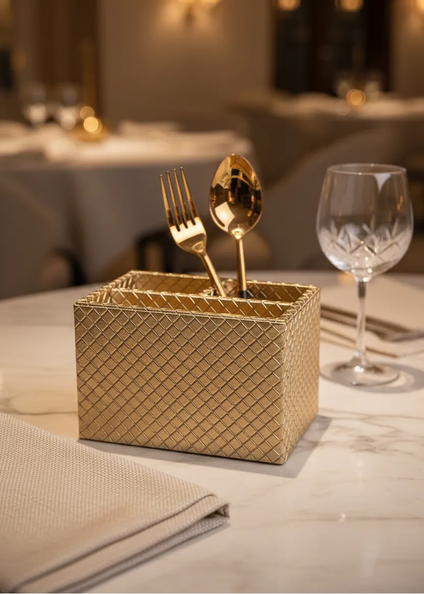 Braided Gold Cutlery Holder