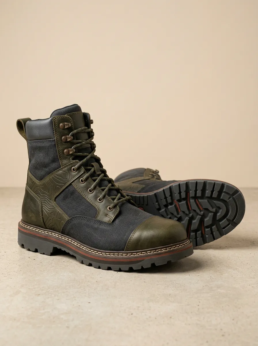 Unisex Modern Outdoor Hiking Topographic Map Print Work Boots