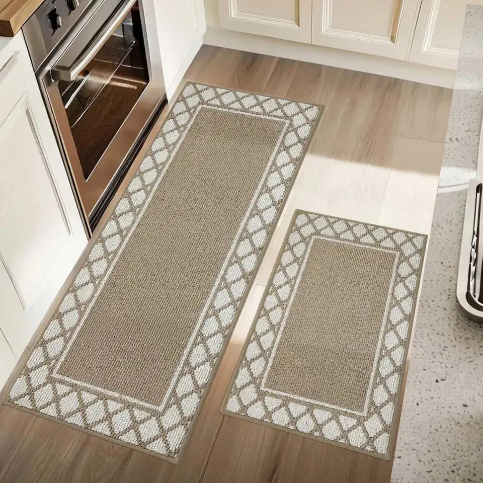 Grid Border Kitchen Rug Set
