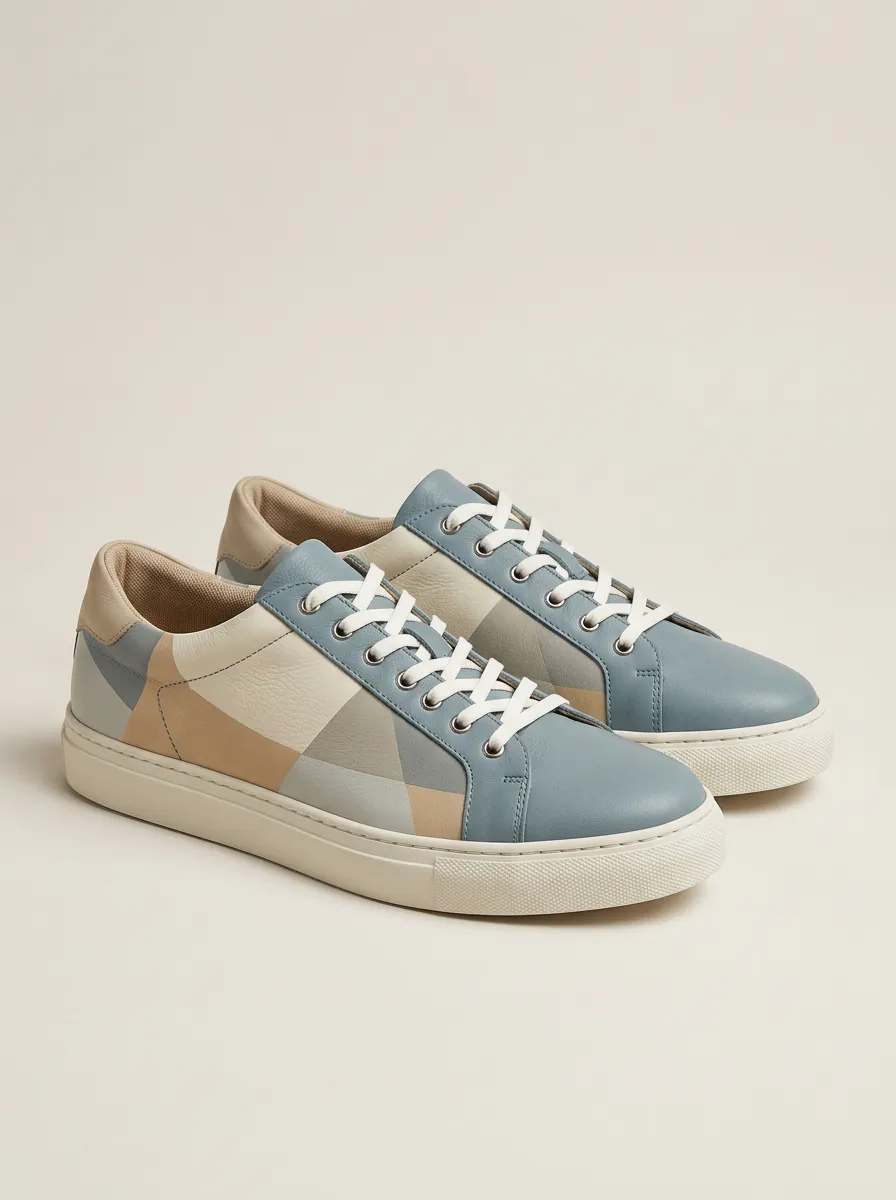 Unisex Minimalist Geometric Colorblock Printed Casual Shoes
