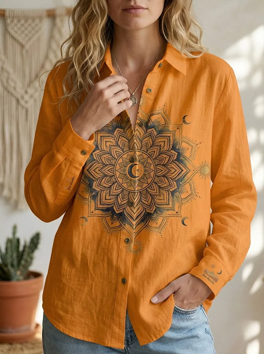 Boho Mandala Moon Casual Shirt