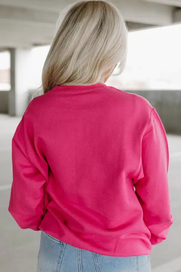 Cow Sequin Double Heart Patch Graphic Sweatshirt