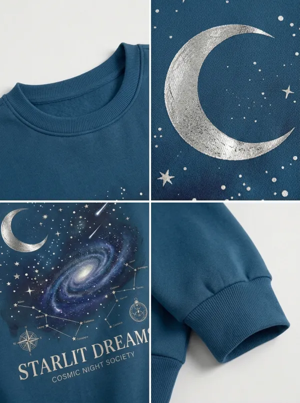 Women's Astronomy Lover Galaxy Moon Stars Printed T-shirt