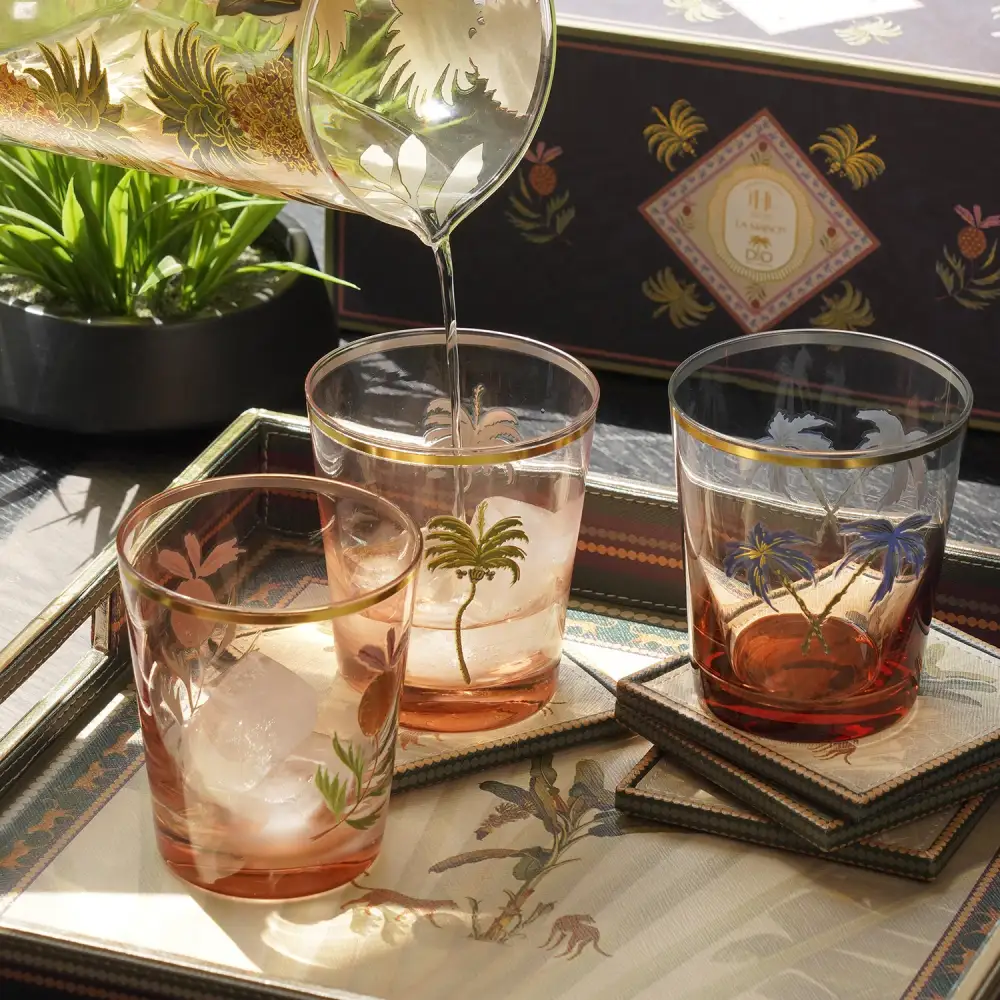 Multicolor Printed Drinking Glass Set
