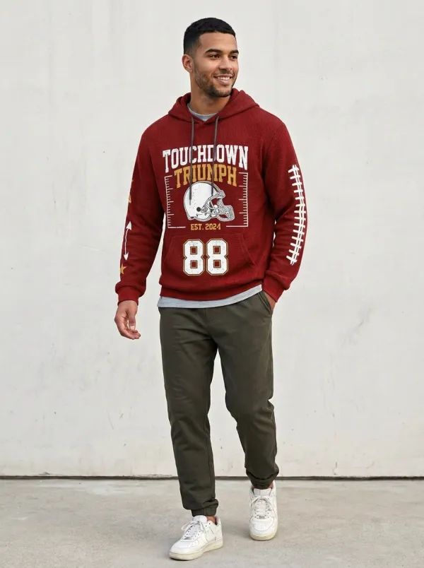 Men's American Football Helmet Touchdown 88 Printed Hoodie