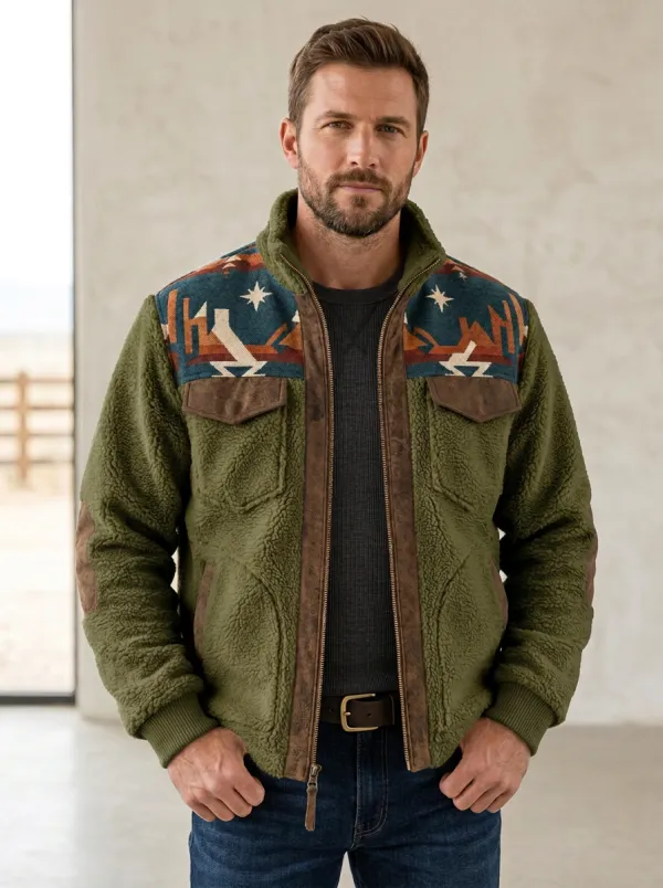 Canyon Trail Southwestern Ranch Look Men's Western Fleece Jacket