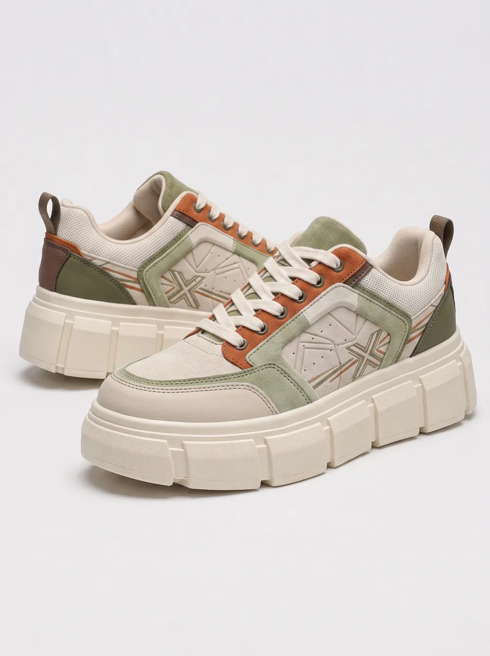 Colorblock Panel Platform Skate Sneakers