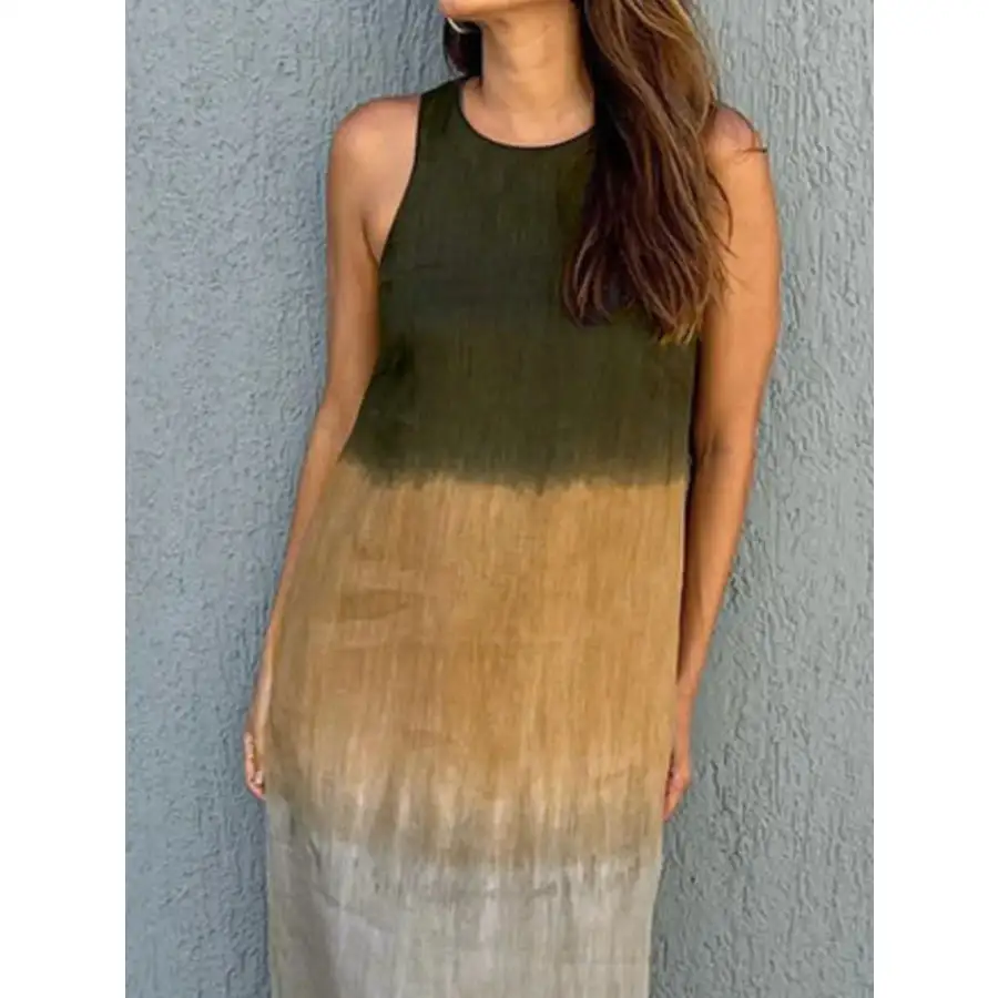 Full Size Sleeveless Gradient Tank Midi Dress Plus Size