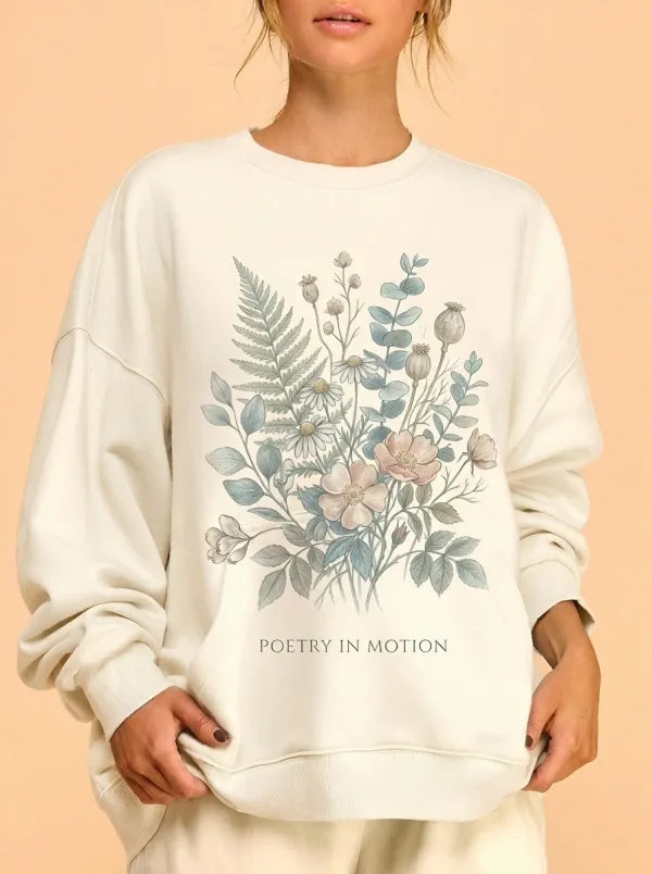 Women's Botanical Nature Lover Wildflower Printed Sweatshirt