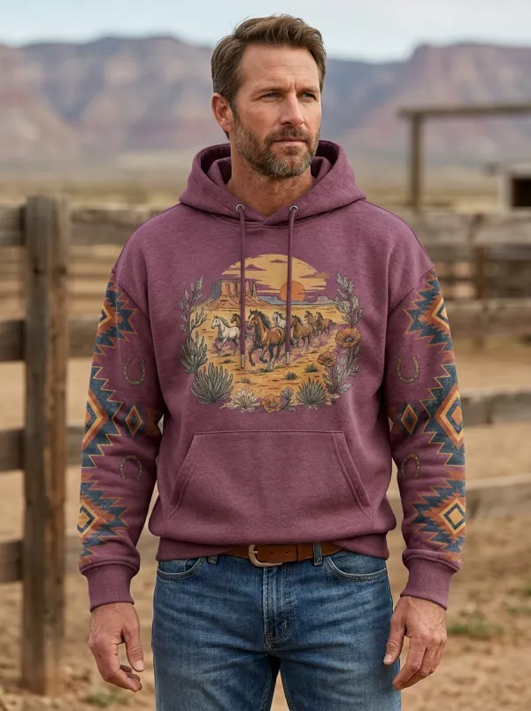 Prairie Sky Horse Desert Frontier Look Men's Western Sweatshirt