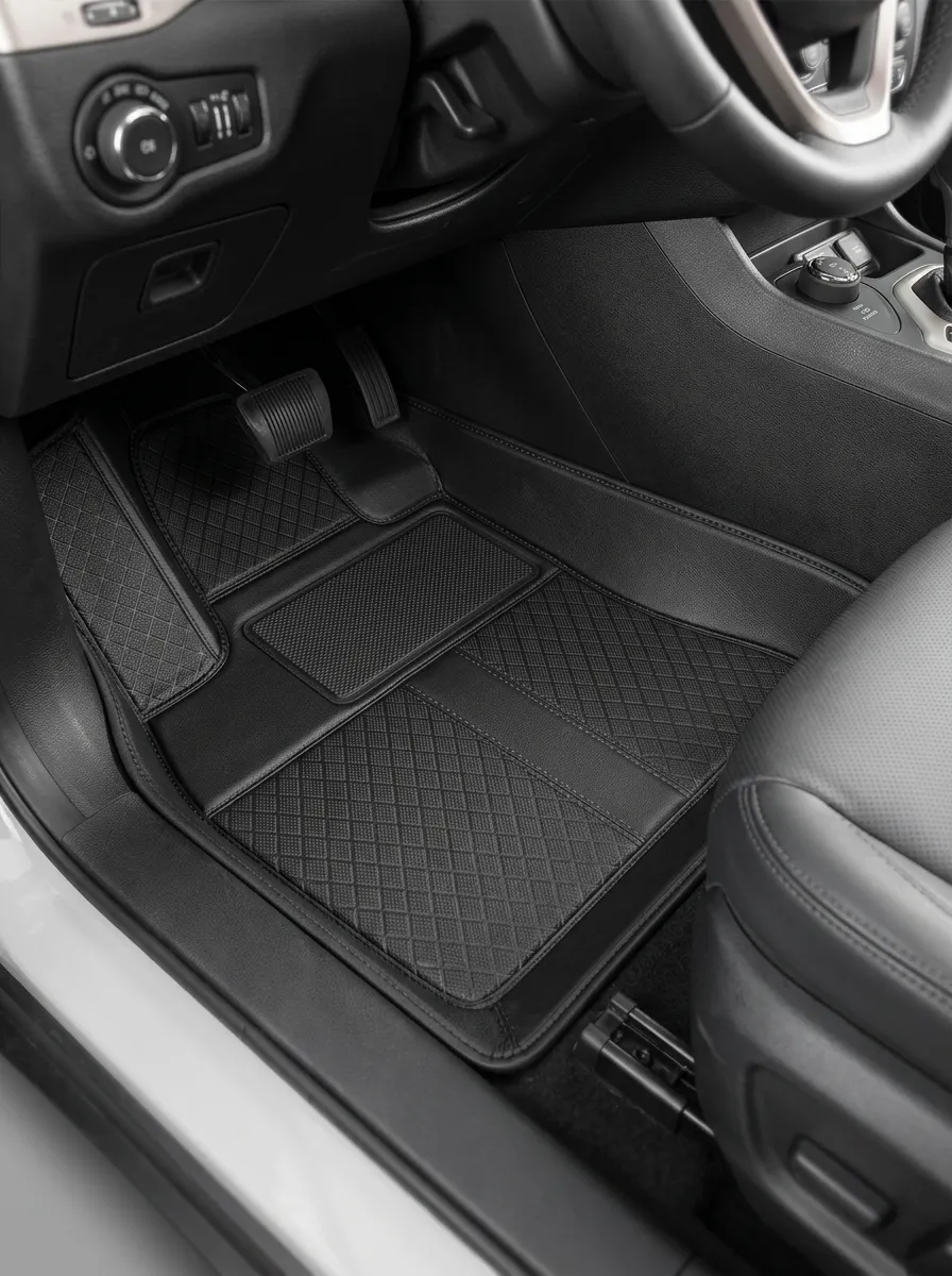 Diamond-Pattern Stitched Car Floor Mats