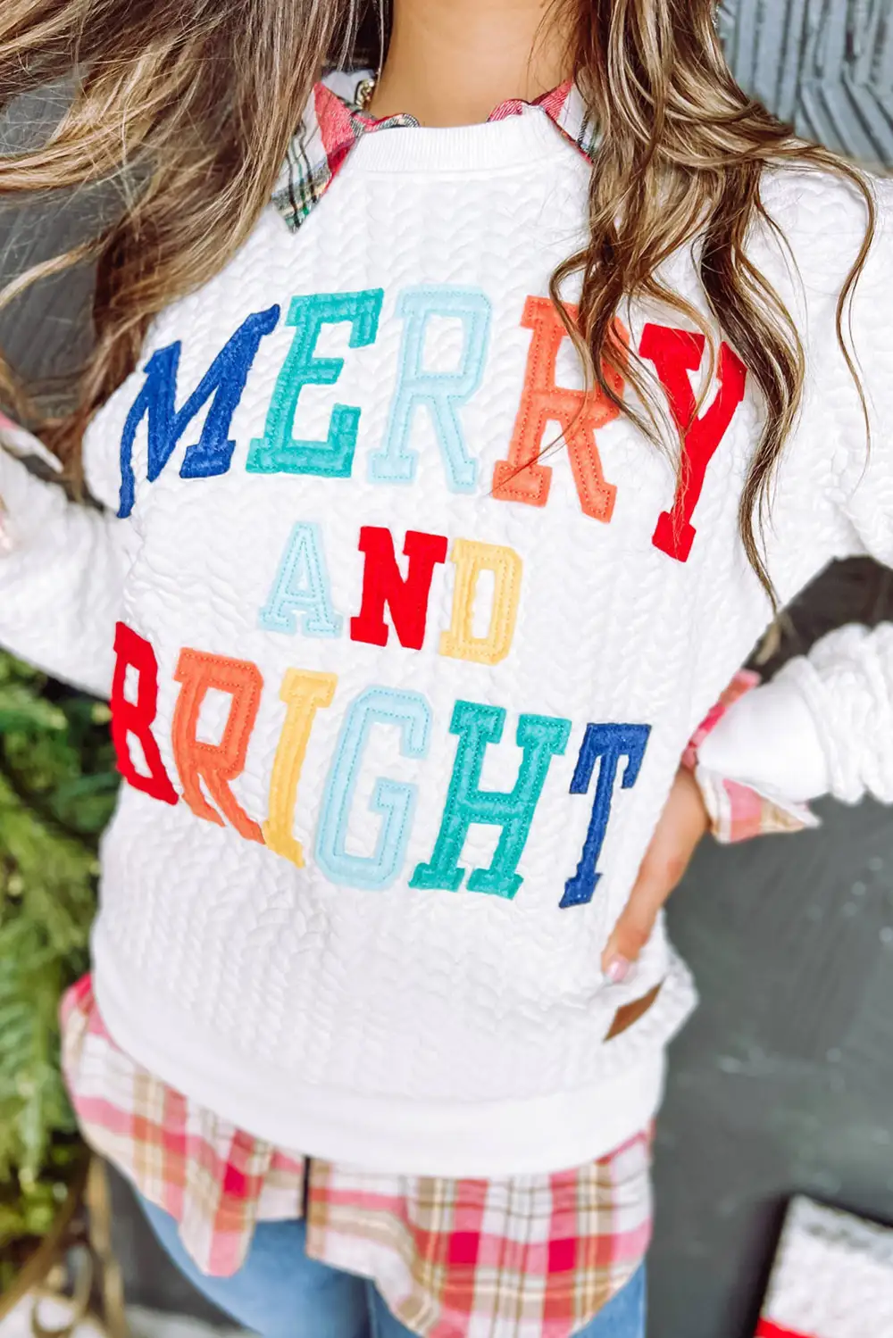 Bright Cable Knit Sweatshirt
