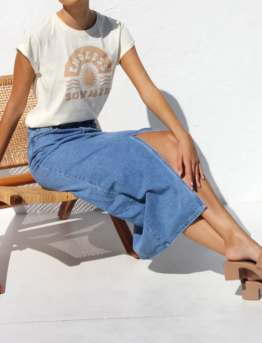 Denim Maxi Casual Skirt