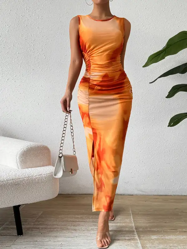 Round-Neck Midi Dress