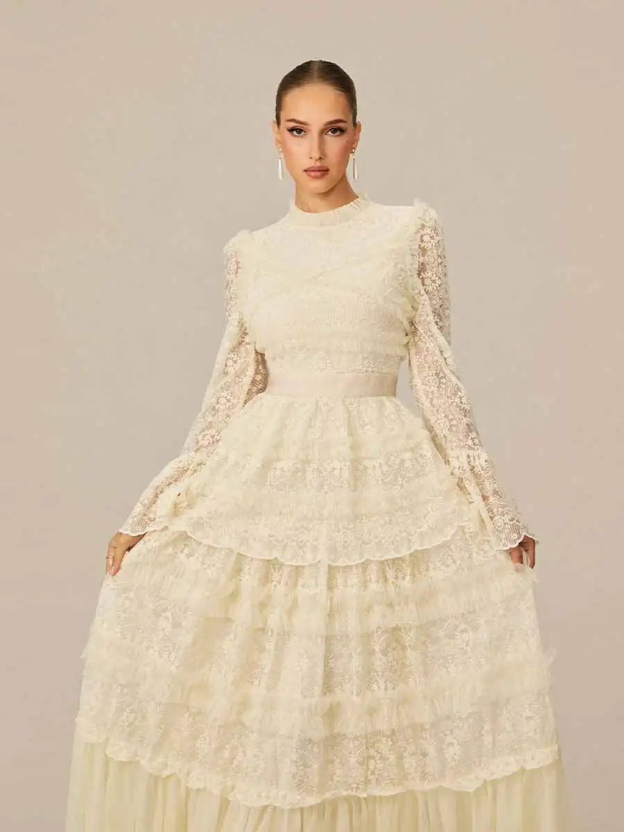 Anika Lace Tiered Maxi Dress