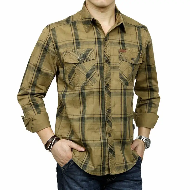 Men's Checkered Long-Sleeve Shirts