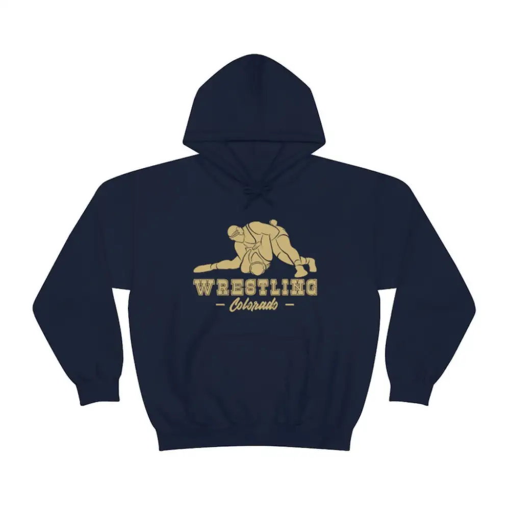Relaxed Clean Lettering Wrestling Graphic Pullover Hoodie