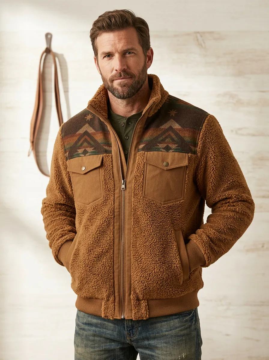 Ranch House Aztec Ranch Look Men's Western Fleece Jacket