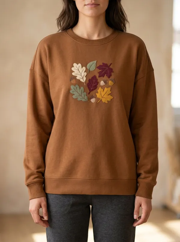 Autumnal Printed Acorn Graphic Sweatshirt
