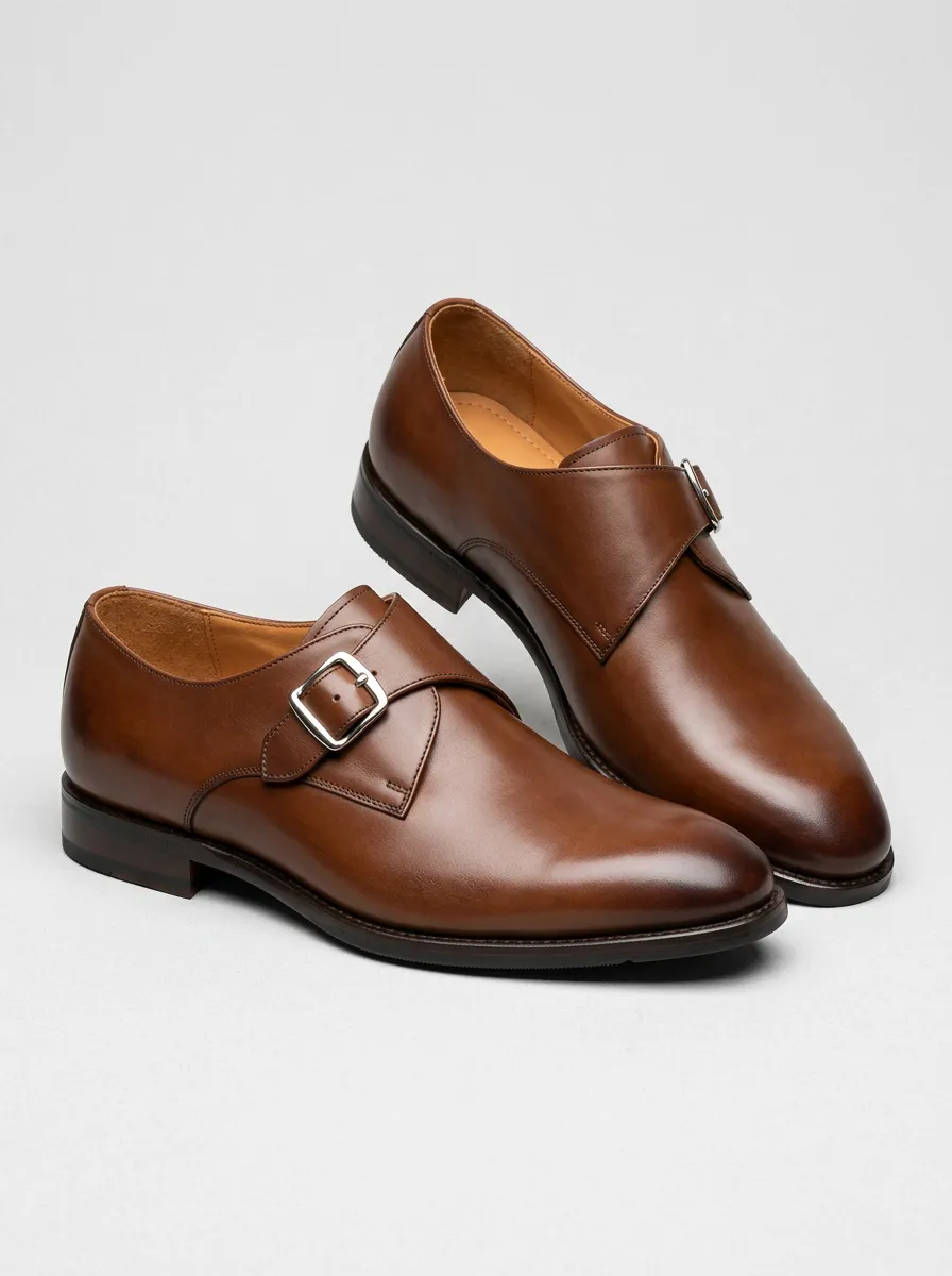 Men's Modern Classic Business Leather Single Monk Strap Shoes
