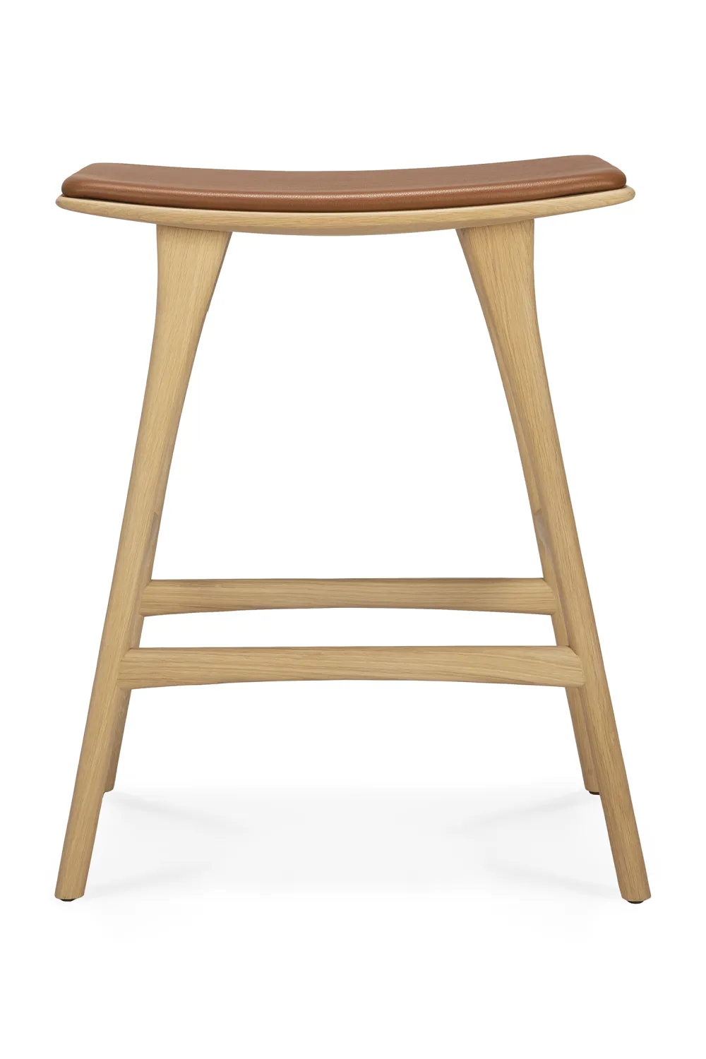Textured Oak-Frame Counter Stool