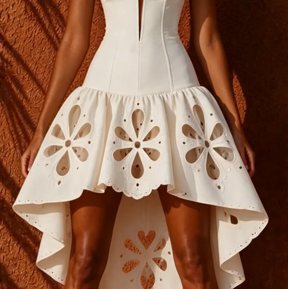 Zariah White Halter-Neck Asymmetrical Dress