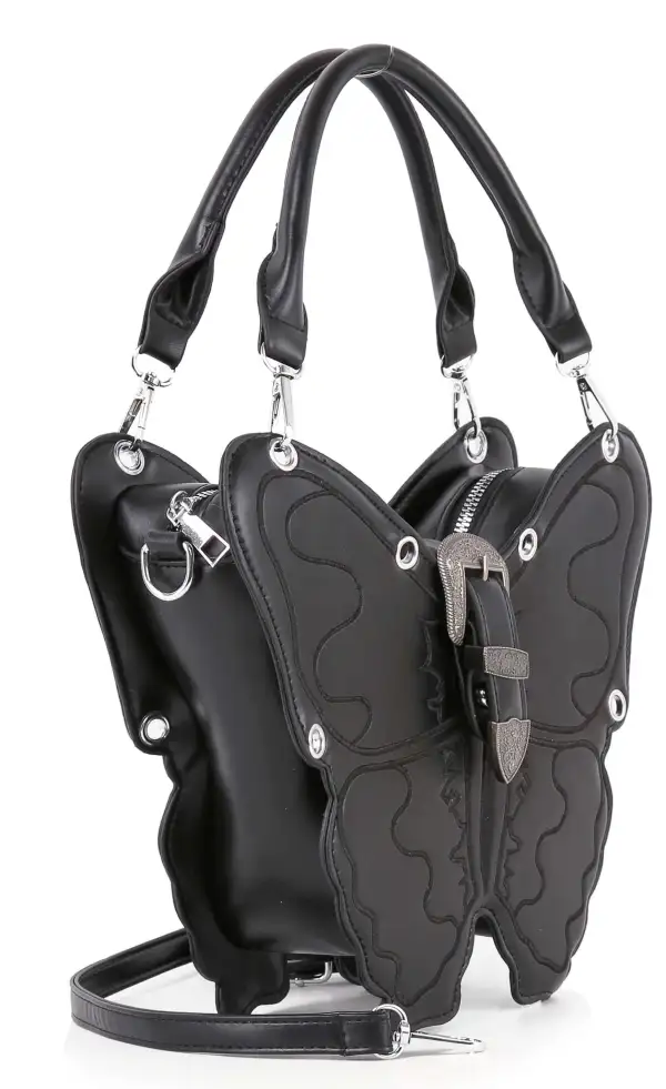 Buckle Accented Butterfly Tote Bag