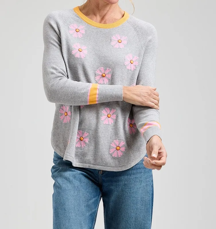 Cotton Cashmere Daisy Ribbed Sweater