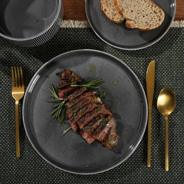 12-Piece Embossed Reactive Glaze Stoneware Dinnerware Set