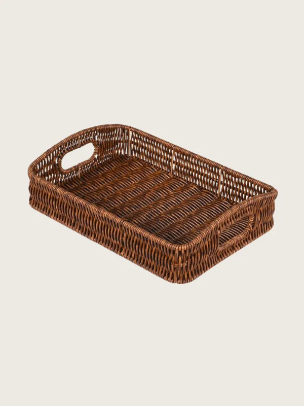 Faux Rattan Rectangular Tray