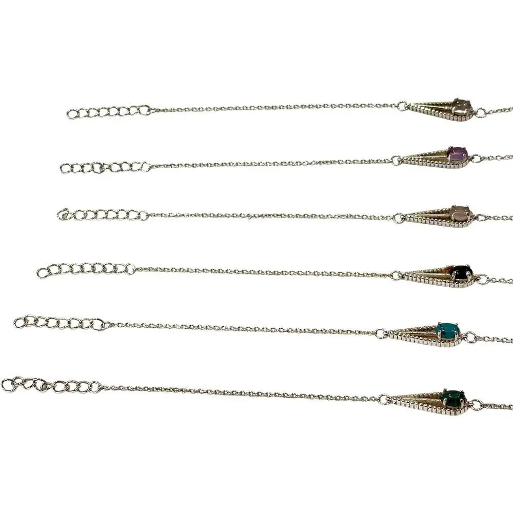 Chain Gemstone -Plated Bracelet