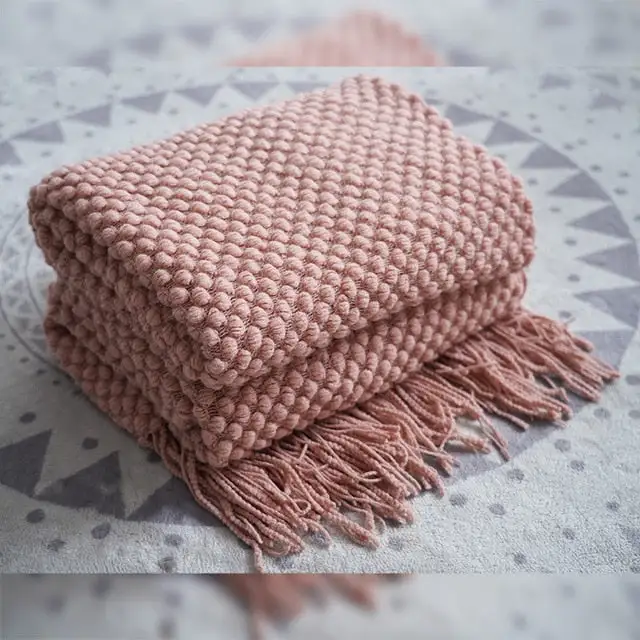 Textured Waffle Knit Throw Blanket