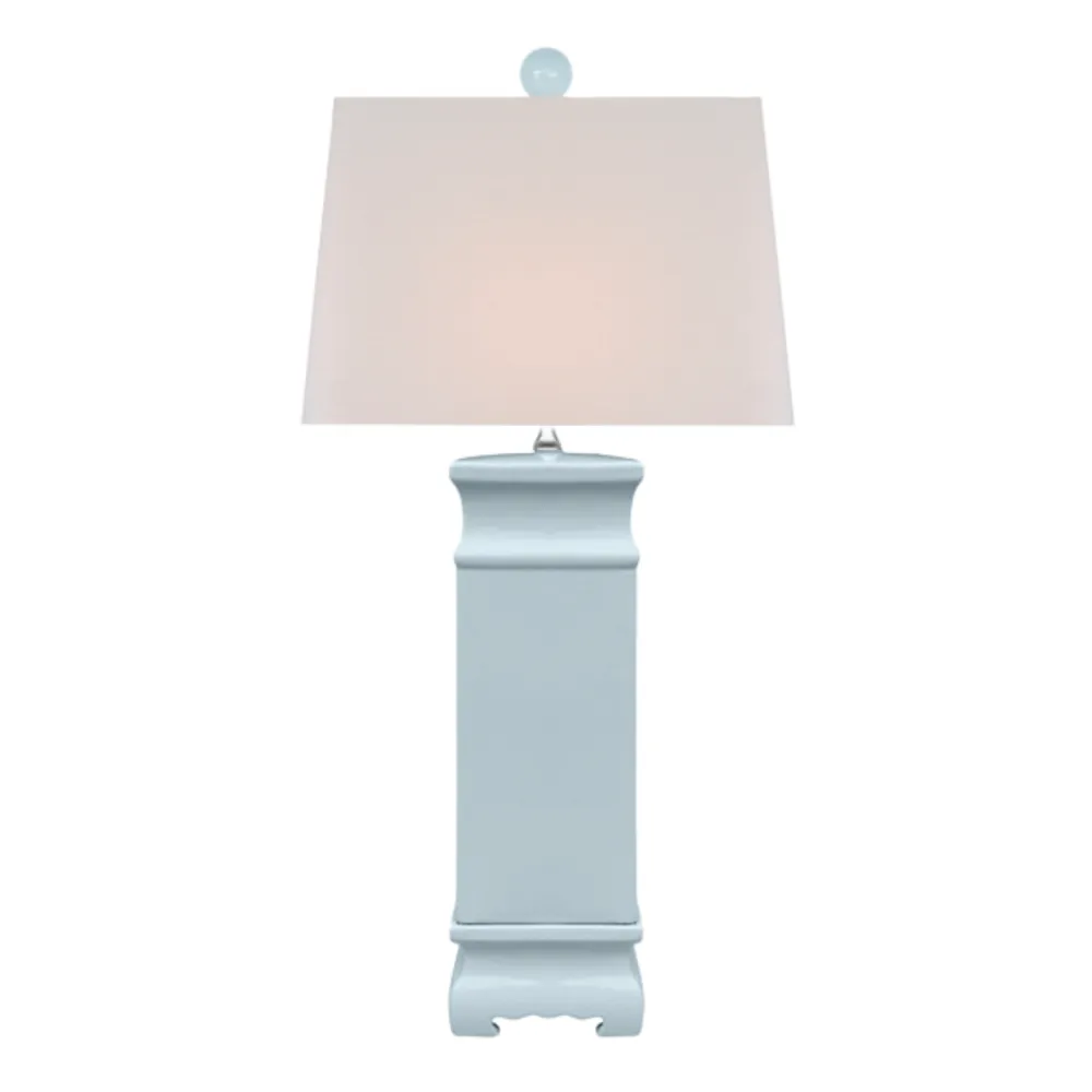 Pagoda-Form Porcelain Square-Shade Lamp