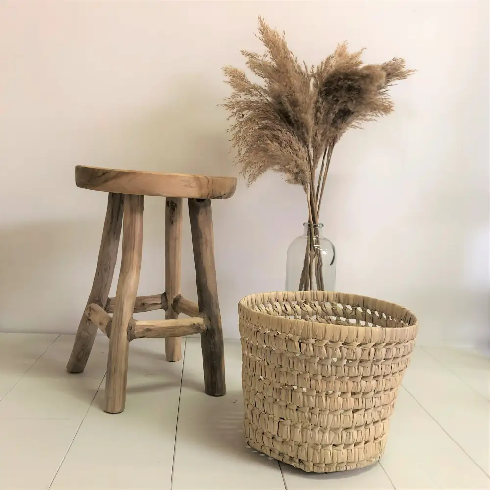 Round Palm Leaf Planter Basket