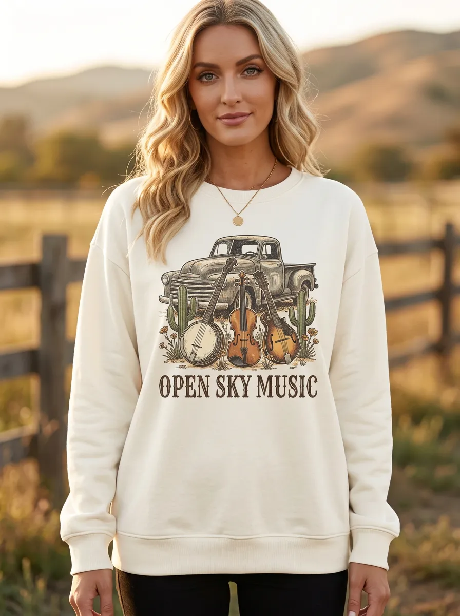Guitar Truck Women's Country Music Long-Sleeve Shirt