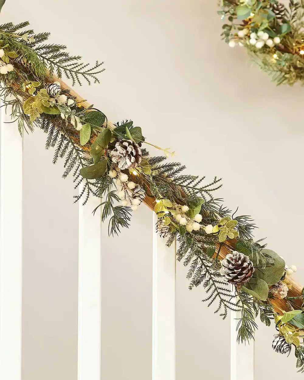 Pre-Lit Frosted Eucalyptus Garland