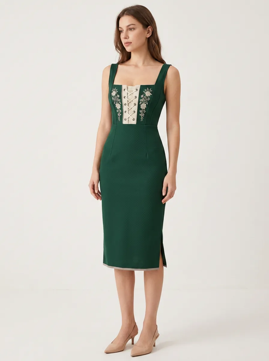 Women's Floral Printed Folk Bodycon Dress