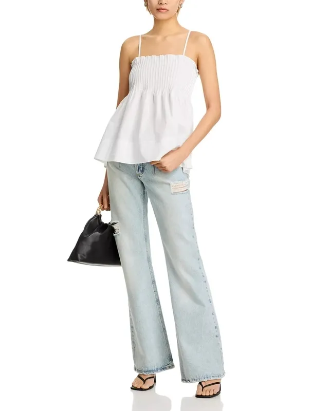 Pleated Cotton Poplin Top