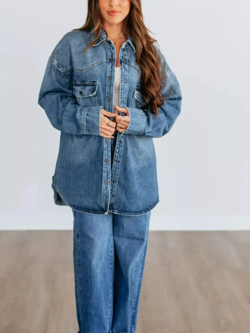 Snap Down Dropped Shoulder Jacket Effortless Outfit Layer