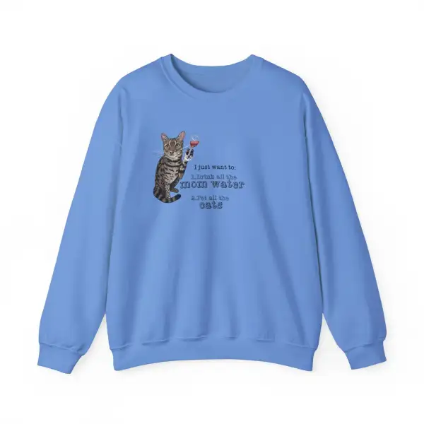 Cat Wine Humor Crewneck Sweatshirt