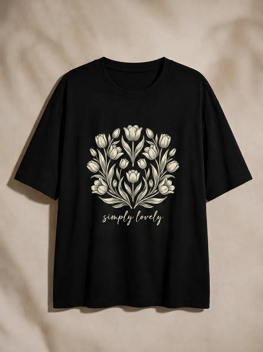 Women's Floral Lover Tulip Bouquet Simply Lovely Printed T-shirt