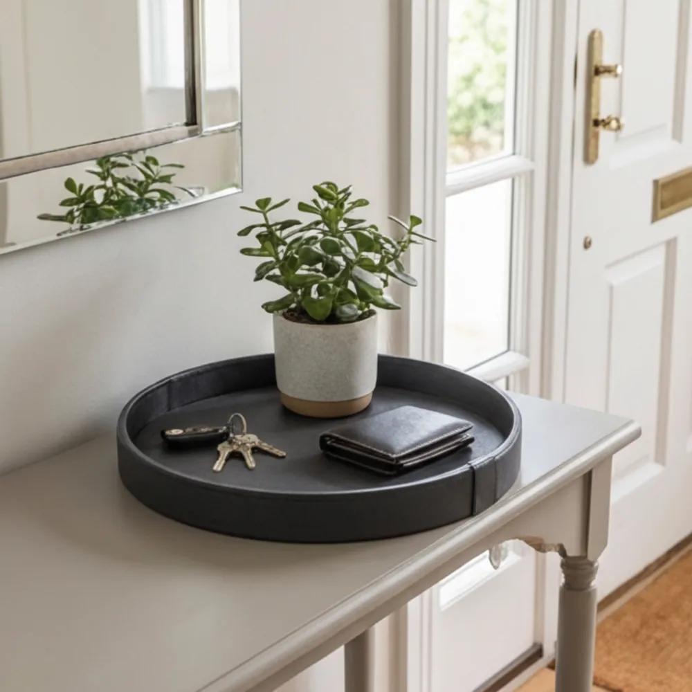 Calfskin Leather Round Tray