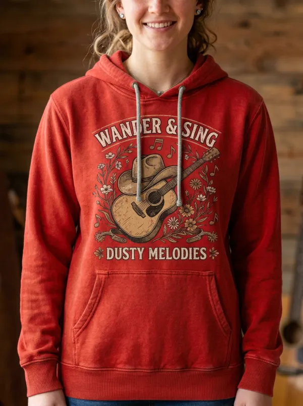 Guitar Cowboy Floral Country Music Graphic Hoodie