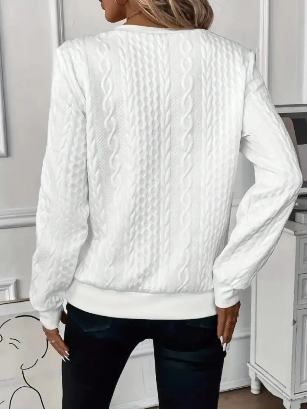 Texture Half Zip Long Sleeve Sweater