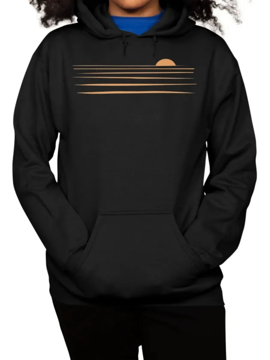 Minimalist Sunset Line Art Hoodie