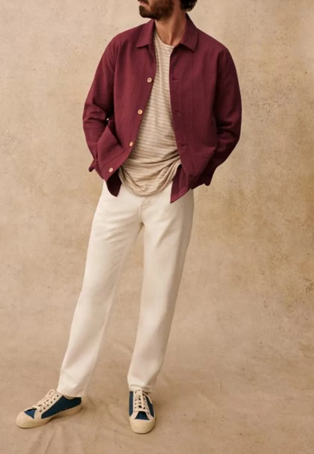 Raspberry Red Cotton Textured Button Front Jacket